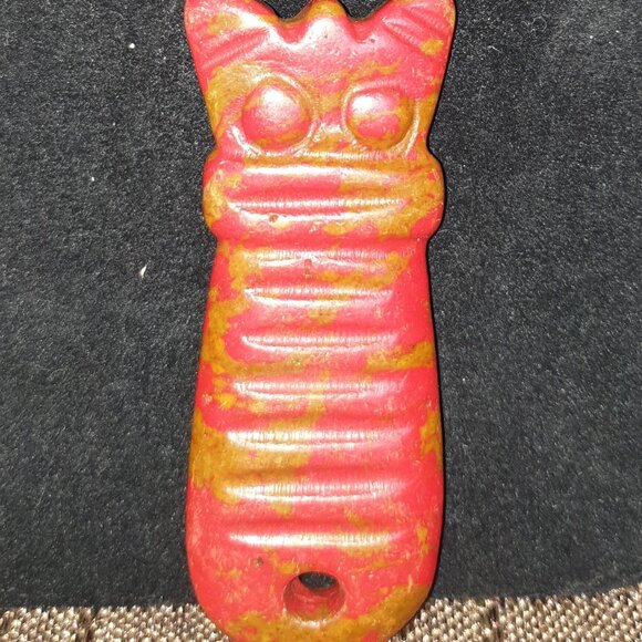 3.25’’ Hand Carved Old Chicken Bloodstone Lucky Wisdom Owl Amulet Necklace - Picture 7 of 11